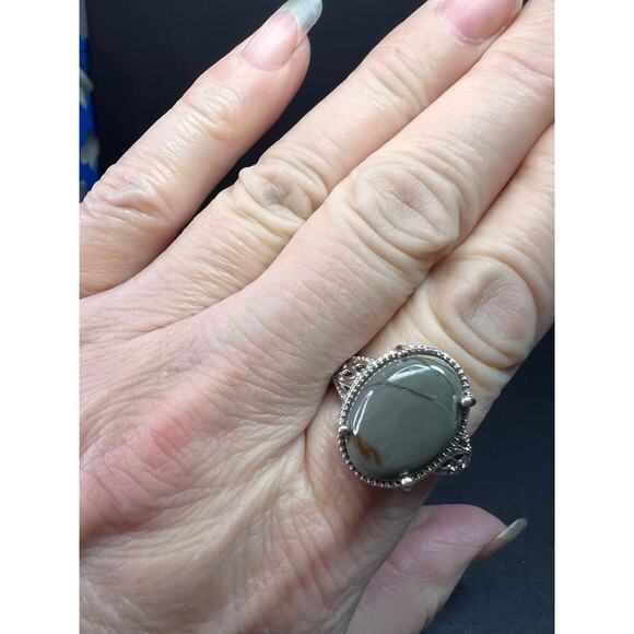 NEW Venus Jasper ring in platinum over brass size 10 - Picture 3 of 15